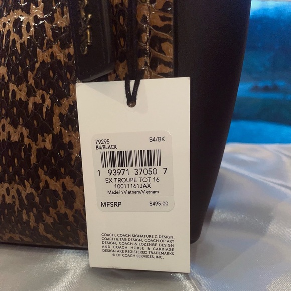 Coach 1941 Troupe Tote 16 Genuine Snakeskin Black Crossbody NWT - Picture 4 of 8
